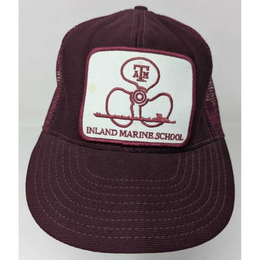 Vintage Texas A&M Maritime Academy Trucker Hat Cap Inland Marine School Patch